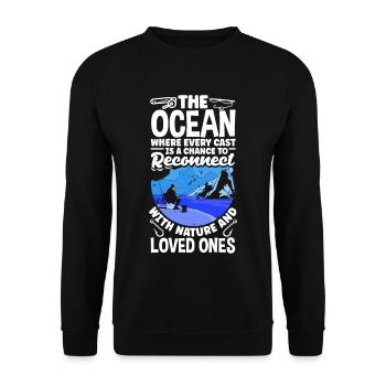 Fishing Dad Father and Son Ocean Father's Day - Unisex Sweatshirt - black - Front - Alina (178cm) & Michal (187cm)