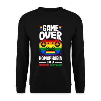 Jeu sur l’homophobie - Je suis un fier gaymer - Sweat-shirt Unisexe - noir - Devant - Alina (178cm) & Michal (187cm)