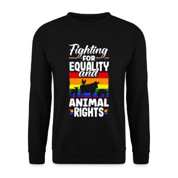 Fighting for equality and animal rights LGBTQ+ - Unisex Sweatshirt - black - Front - Alina (178cm) & Michal (187cm)