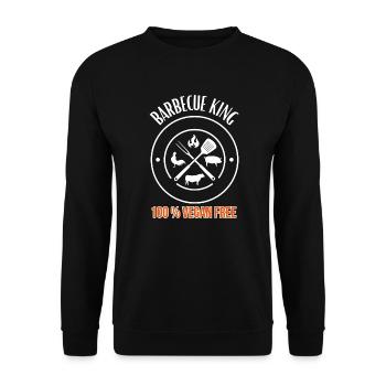 Barbecue King -100% Vegan Free - Grill & BBQ - Unisex Sweatshirt - black - Front - Alina (178cm) & Michal (187cm)