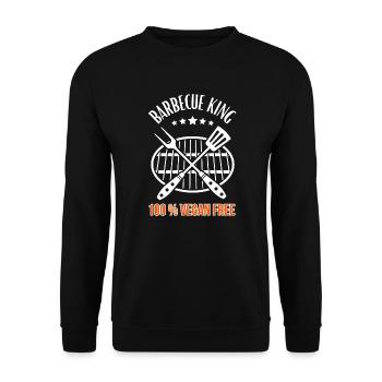 Barbecue King -100% Vegan Free - Grill & BBQ - Unisex Sweatshirt - black - Front - Alina (178cm) & Michal (187cm)