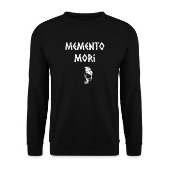 Memento Mori - Crâne avec écriture dans le style runique - Sweat-shirt Unisexe - noir - Devant - Alina (178cm) & Michal (187cm)