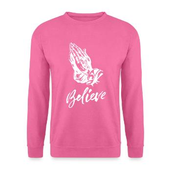 Believe Betende Hände Glaube Religion - Unisex Pullover - Pink - Vorne
