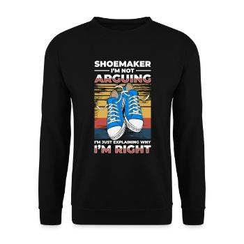 Schuhmacher Beruf Humor Schusterin - Unisex Pullover - Schwarz - Vorne - Alina (178cm) & Michal (187cm)