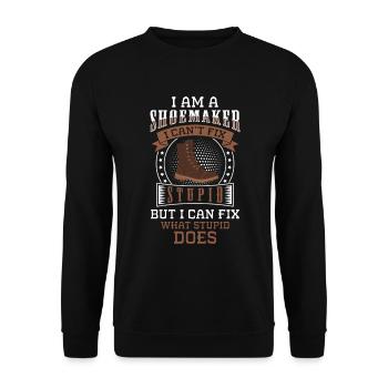 Schuster Beruf Stiefel Leder - Unisex Pullover - Schwarz - Vorne - Alina (178cm) & Michal (187cm)