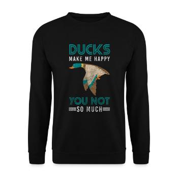 Entchen Badeente Schnabel Baden - Unisex Pullover - Schwarz - Vorne - Alina (178cm) & Michal (187cm)