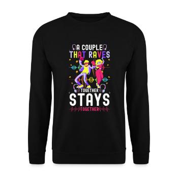 Rave House Musik Energie - Unisex Pullover - Schwarz - Vorne - Alina (178cm) & Michal (187cm)