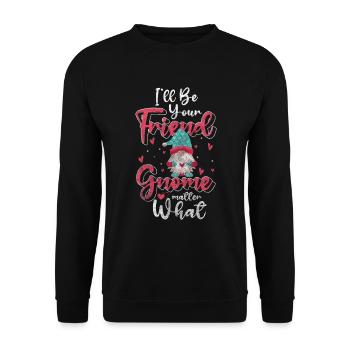 Nain de jardin Gnome Noël lutin - Sweat-shirt Unisexe - noir - Devant - Alina (178cm) & Michal (187cm)