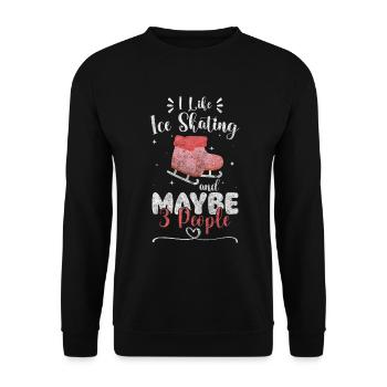 Eislaufen Eisbahn Eisschnelllauf - Unisex Pullover - Schwarz - Vorne - Alina (178cm) & Michal (187cm)