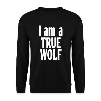 I am a true wolf (white) - Unisex Pullover - Schwarz - Vorne - Alina (178cm) & Michal (187cm)