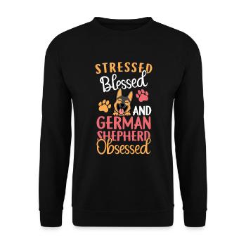 Gesegneter Deutscher Schäferhund Besessen - Unisex Pullover - Schwarz - Vorne - Alina (178cm) & Michal (187cm)