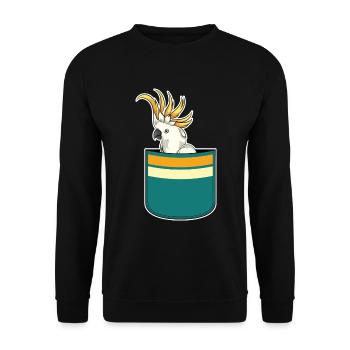 Vogelliebhaber Papagei Geschenk Brusttasche Kakadu - Unisex Pullover - Schwarz - Vorne - Alina (178cm) & Michal (187cm)