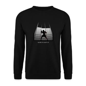 Born to Battle Boxing Boxer im Ring - Unisex Pullover - Schwarz - Vorne - Alina (178cm) & Michal (187cm)