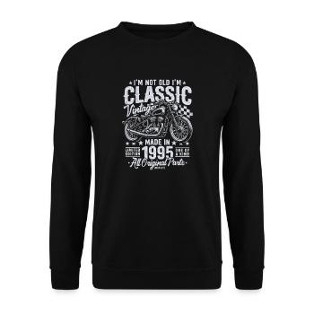 1995 Vintage Born Motorcycle Birthday Gift - Unisex Sweatshirt - black - Front - Alina (178cm) & Michal (187cm)