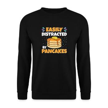 Easily Distracted By Pancakes Pancake Gift Idea - Unisex Sweatshirt - black - Front - Alina (178cm) & Michal (187cm)