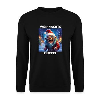 Weihnachtsmuffel - Unisex Pullover - Schwarz - Vorne - Alina (178cm) & Michal (187cm)