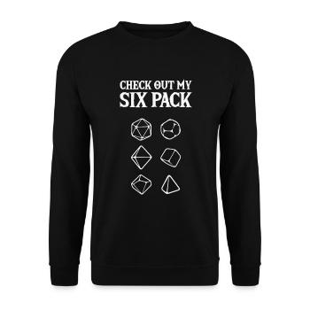 Dungeons cube RPG Check Out My Six Pack Tabletop - Sweat-shirt Unisexe - noir - Devant - Alina (178cm) & Michal (187cm)