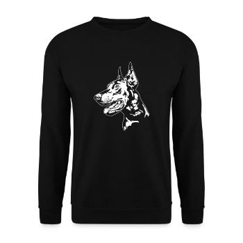 Dobermann Hundeportrait Hunde Hundesport Wilsigns - Unisex Pullover - Schwarz - Vorne - Alina (178cm) & Michal (187cm)