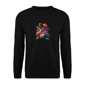 ORIGINELLE BLUMENSTRÄUSSE - Unisex Pullover - Schwarz - Vorne - Alina (178cm) & Michal (187cm)
