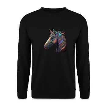 PFERD IM WIND - Unisex Pullover - Schwarz - Vorne - Alina (178cm) & Michal (187cm)
