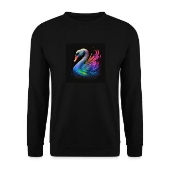 MAJESTUEUX CYGNE MULTICOLORE - Sweat-shirt Unisexe - noir - Devant - Alina (178cm) & Michal (187cm)