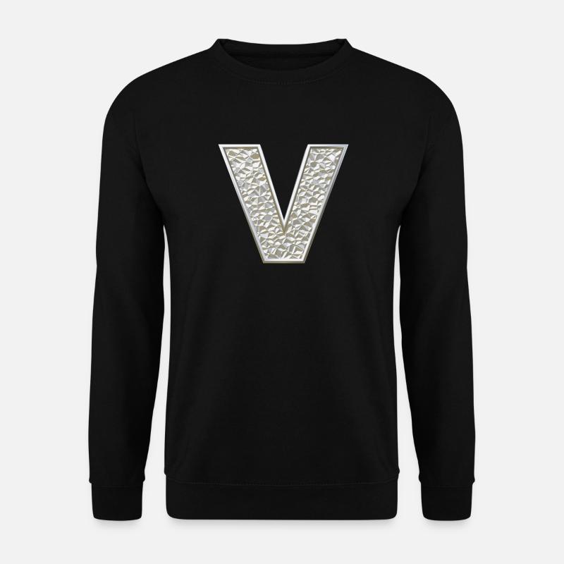 V, letter, initial, monogram, - Unisex Sweatshirt - black