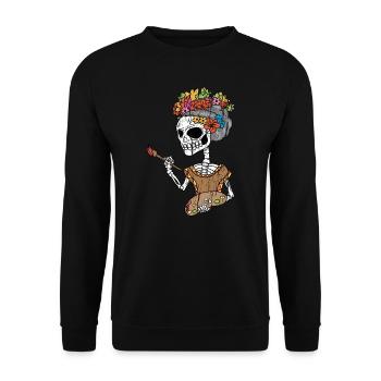 Cadeau d'artiste de peintre de crâne de sucre du jour des morts - Sweat-shirt Unisexe - noir - Devant - Alina (178cm) & Michal (187cm)