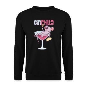 Ginchilla Drunk Mouse in Martini Glass - Unisex Sweatshirt - black - Front - Alina (178cm) & Michal (187cm)