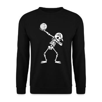 Volleyballer Dabbing Skelett Jungen Volleyball - Unisex Pullover - Schwarz - Vorne - Alina (178cm) & Michal (187cm)