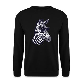 zebra, Sonnenbrille, Sommer, geschenk - Unisex Pullover - Schwarz - Vorne - Alina (178cm) & Michal (187cm)