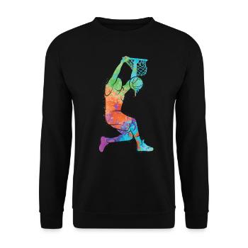 Basketballer Dunking Kinder Basketball Herren - Unisex Pullover - Schwarz - Vorne - Alina (178cm) & Michal (187cm)