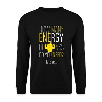 How many energy drinks? - Unisex Sweatshirt - black - Front - Alina (178cm) & Michal (187cm)