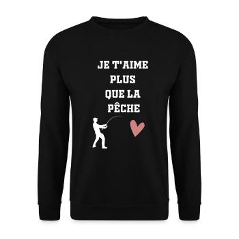 Je t' aime plus que la pêche - Sweat-shirt Unisexe - noir - Devant - Alina (178cm) & Michal (187cm)