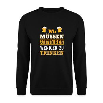 lustiger Party Spruch Trinken Feiern Spaß Geschenk - Unisex Pullover - Schwarz - Vorne - Alina (178cm) & Michal (187cm)