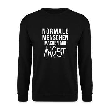 Normale Menschen machen mir Angst - Unisex Pullover - Schwarz - Vorne - Alina (178cm) & Michal (187cm)