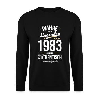 40. Geburtstag - Legenden wurden 1983 - Unisex Pullover - Schwarz - Vorne - Alina (178cm) & Michal (187cm)