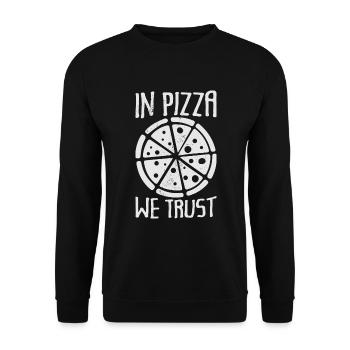 In Pizza we trust - funny - Unisex Sweatshirt - black - Front - Alina (178cm) & Michal (187cm)