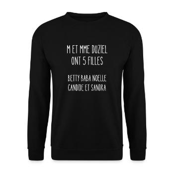 monsieur et madame duziel ont 5 filles - Sweat-shirt Unisexe - noir - Devant - Alina (178cm) & Michal (187cm)