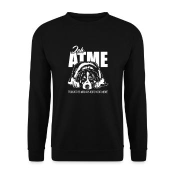 AUSTRALIAN SHEPHERD ich atme Spruch Hunde Wilsigns - Unisex Pullover - Schwarz - Vorne - Alina (178cm) & Michal (187cm)
