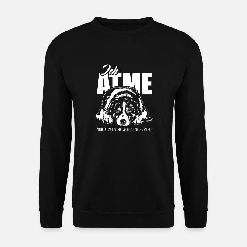 AUSTRALIAN SHEPHERD ich atme Spruch Hunde Wilsigns - Unisex Pullover - Schwarz