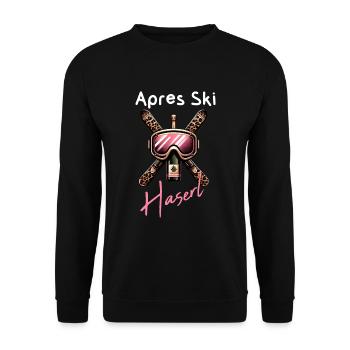 Apres Ski Haserl, Hüttengaudi für Party Hasen - Unisex Pullover - Schwarz - Vorne - Alina (178cm) & Michal (187cm)