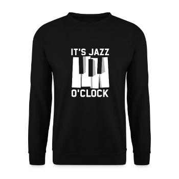 it's jazz o'clock Zeit für Jazz - Unisex Pullover - Schwarz - Vorne - Alina (178cm) & Michal (187cm)