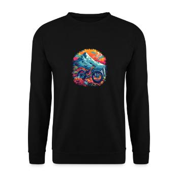Mountain Bike Retrowave - Unisex Sweatshirt - black - Front - Alina (178cm) & Michal (187cm)