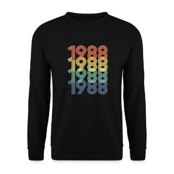 Cool Retro 1988, 34 Jahre alt, Geschenk zum 34. Geburtstag - Unisex Pullover - Schwarz - Vorne - Alina (178cm) & Michal (187cm)
