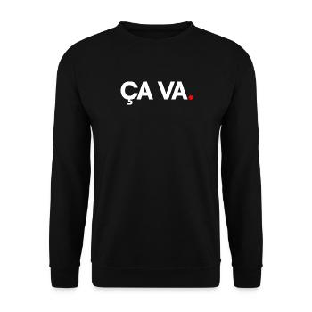 DAS IST IN ORDNUNG | Minimalistischer humoristischer Ausdruck - Unisex Pullover - Schwarz - Vorne - Alina (178cm) & Michal (187cm)