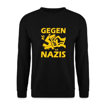 Gegen nazis - Unisex Pullover - Schwarz - Vorne - Alina (178cm) & Michal (187cm)
