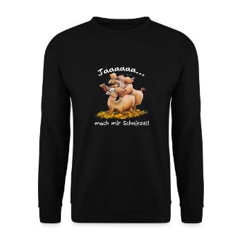 Ja, mach mir Schnitzel - Unisex Pullover - Schwarz - Vorne - Alina (178cm) & Michal (187cm)
