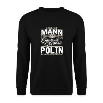 Mann Vergeben Polin Grau - Unisex Pullover - Schwarz - Vorne - Alina (178cm) & Michal (187cm)