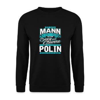 Mann Vergeben Polin Blau - Unisex Pullover - Schwarz - Vorne - Alina (178cm) & Michal (187cm)