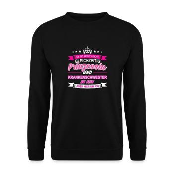 Krankenschwester - Unisex Pullover - Schwarz - Vorne - Alina (178cm) & Michal (187cm)